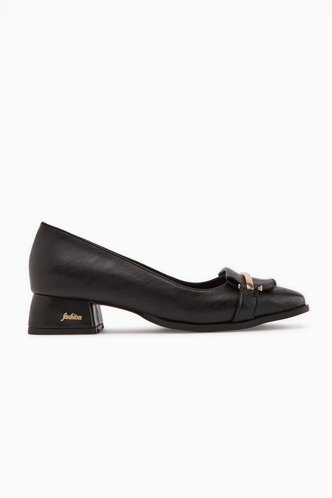 Gresa – Black Buckle-Detail Low-Heeled Shoe (Women)