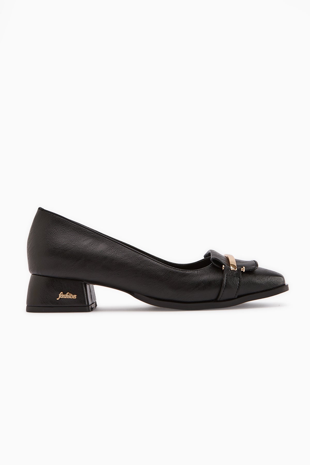 Gresa – Black Buckle-Detail Low-Heeled Shoe (Women)
