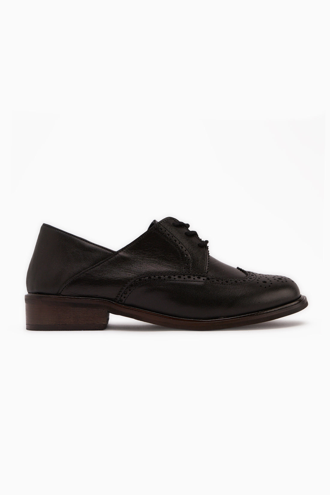 Dena Genuine Leather Black Lace-Up Brogue Oxford Women’s Shoes