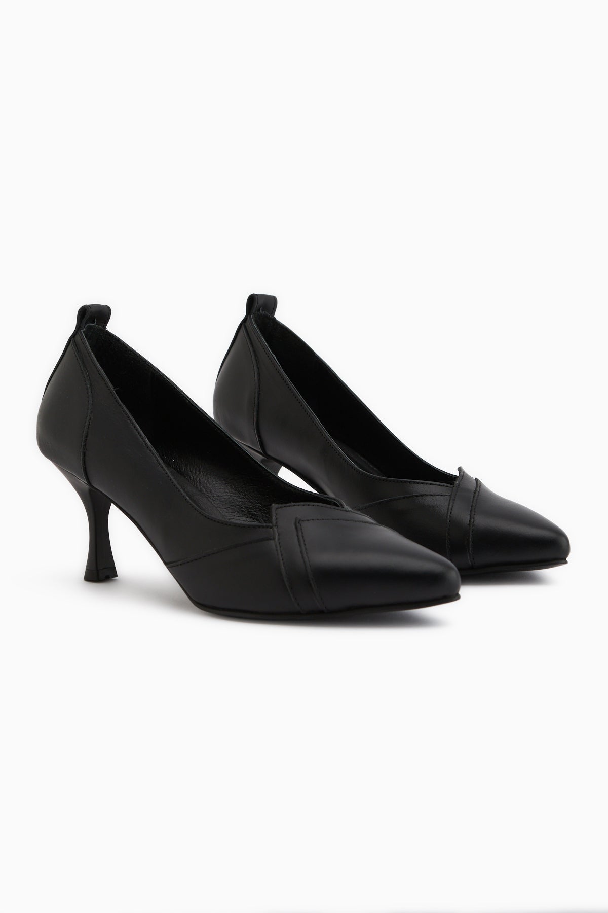 Mirella Genuine Leather Black Heeled Shoes