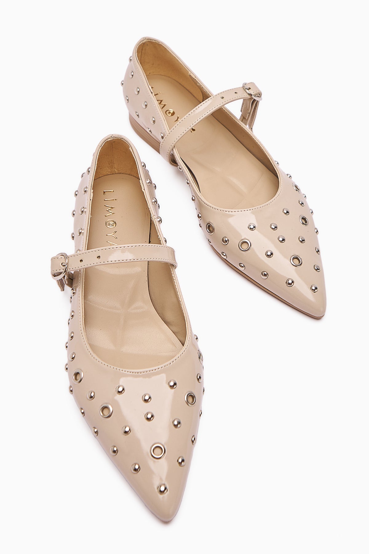 Ninna Beige Patent Pointed Toe Women's Ballet Flat