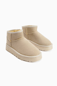 Lilly-Anne Beige Suede Short Fur Lined Women’s Boots