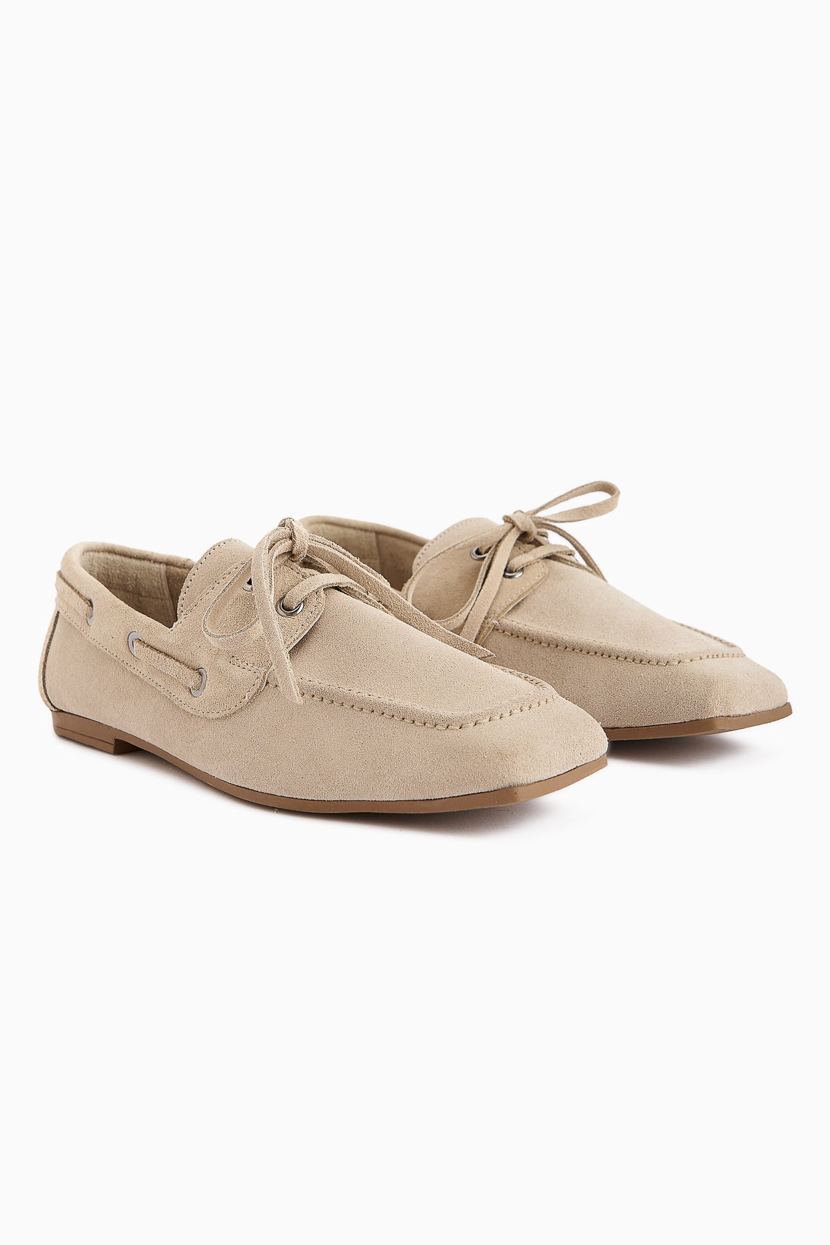 Arian Genuine Leather – Beige Suede Lace-Up Casual Loafer (Women)