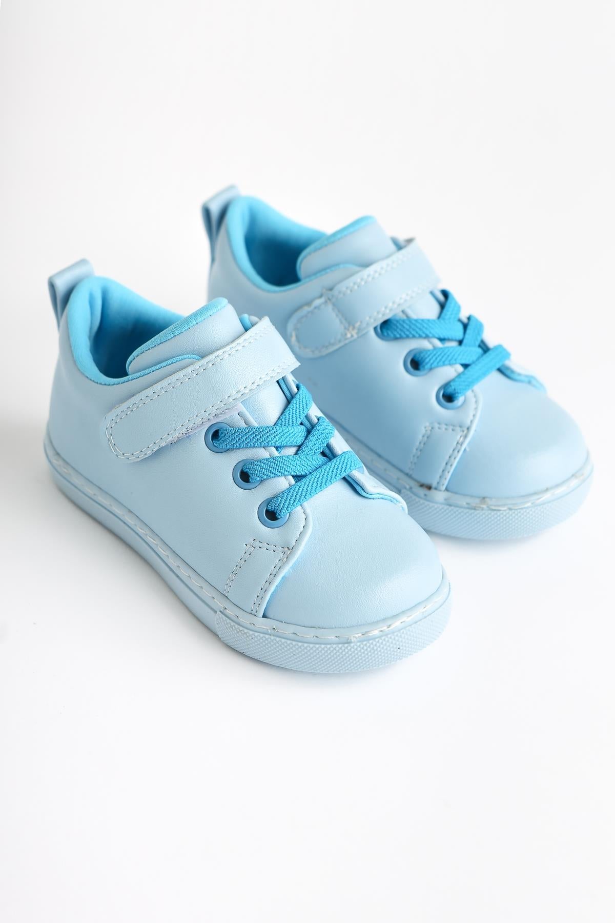 Daisy Blue Lace-Up Velcro Detail Baby Athletic Shoe