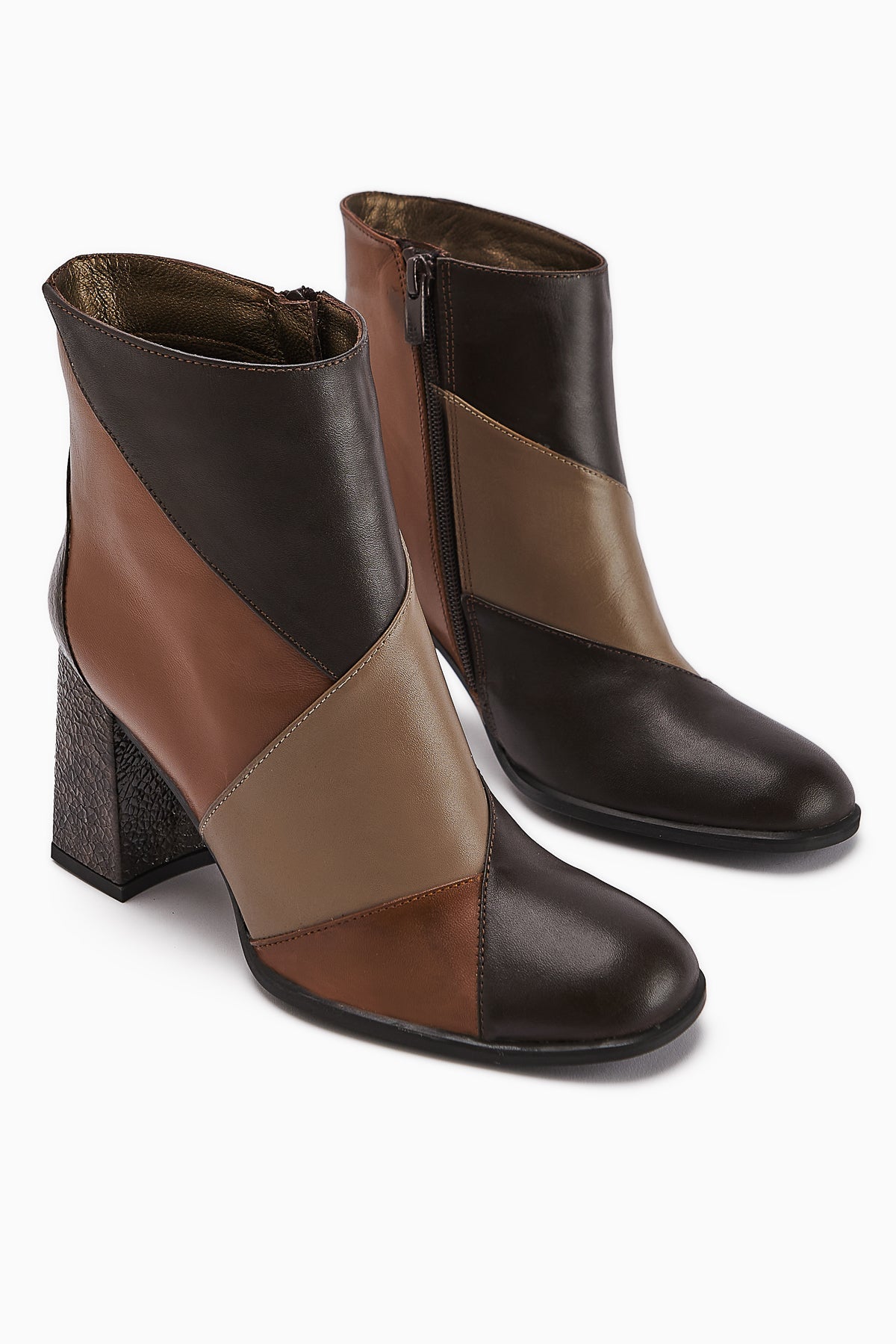 Ylwa Genuine Leather Brown Heeled Women's Boot