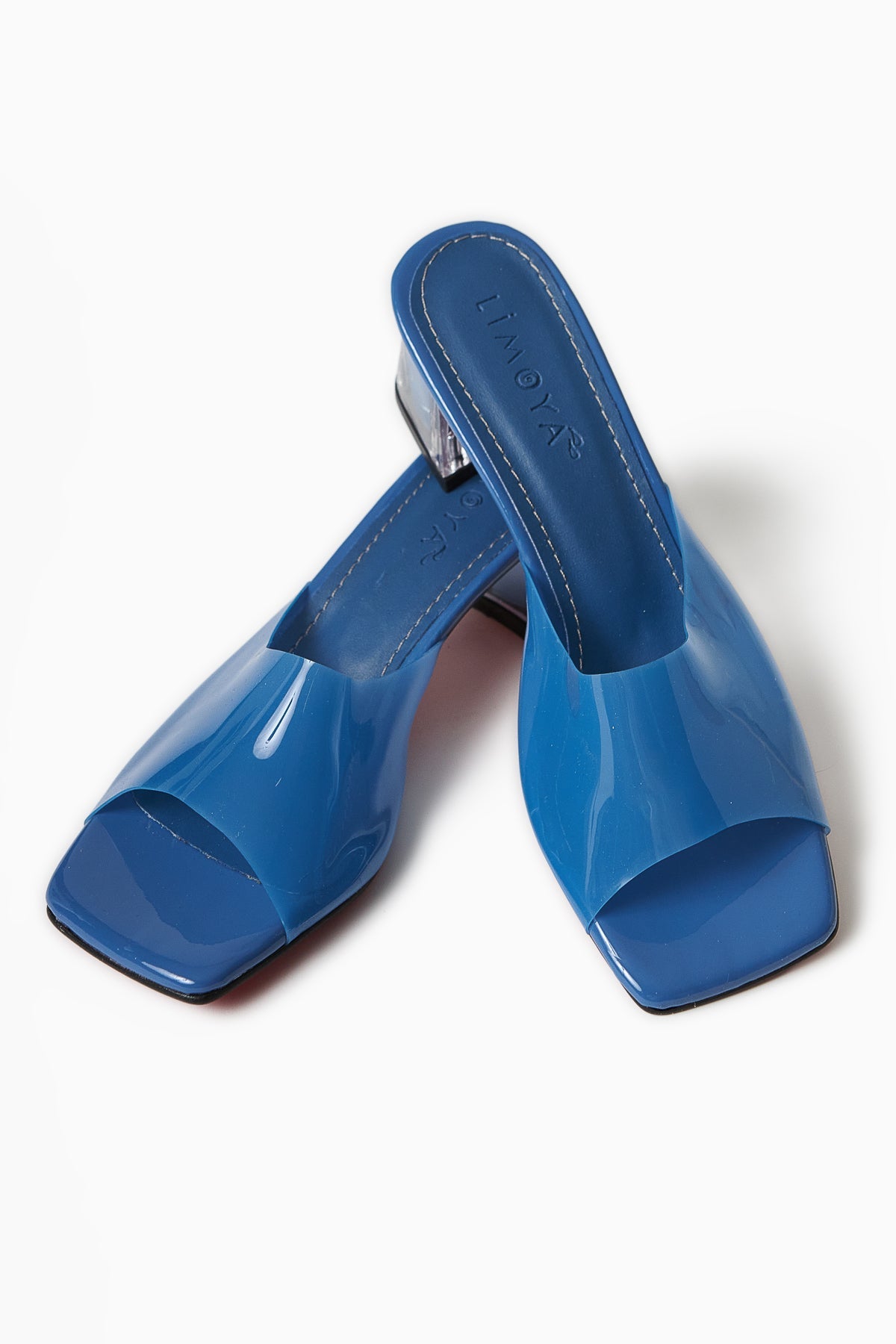 Persa – Blue Transparent-Strap Transparent-Heel Slide (Women)