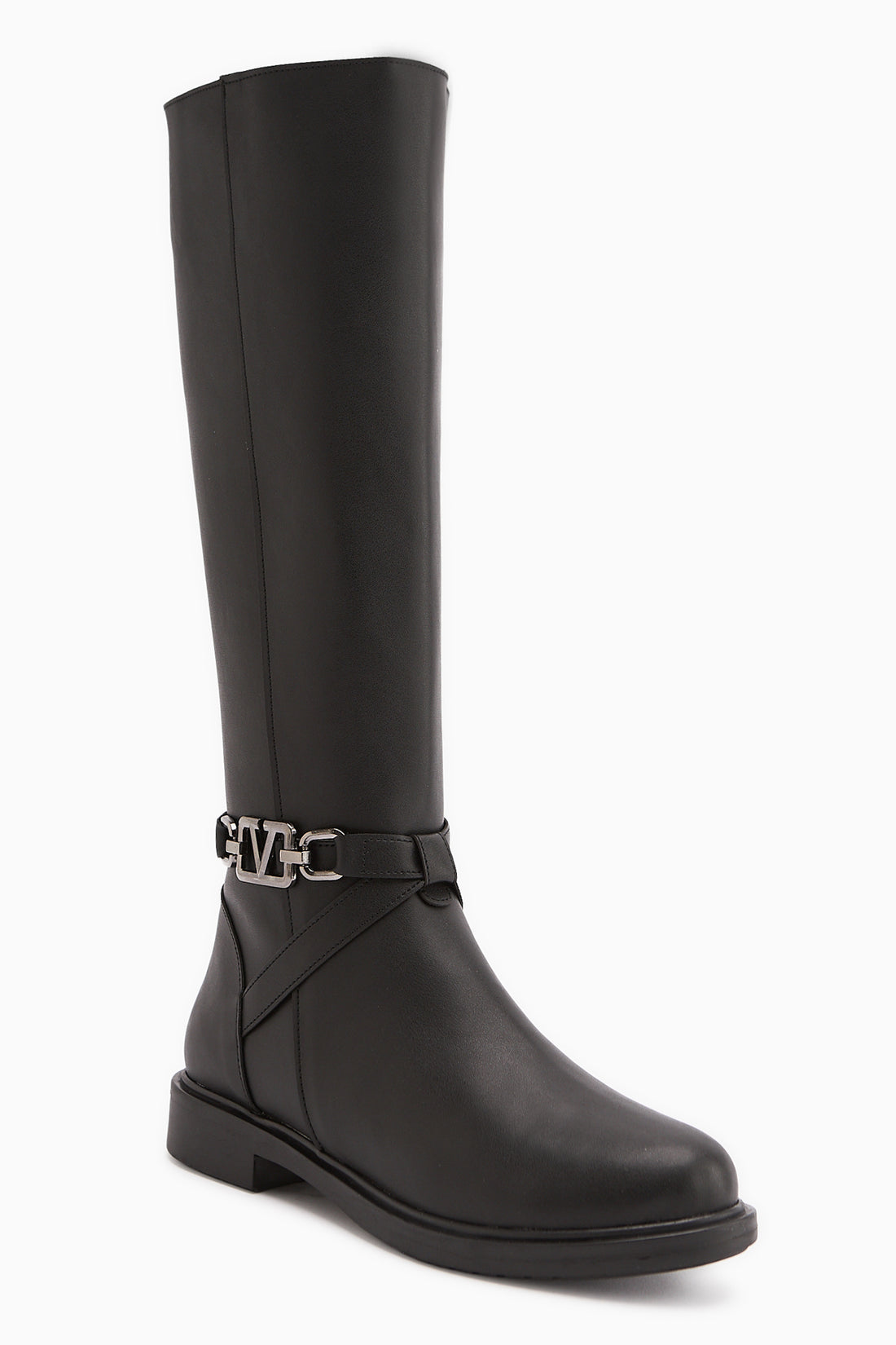 Momena Black Buckle Detailed Zippered Short Heeled Boots