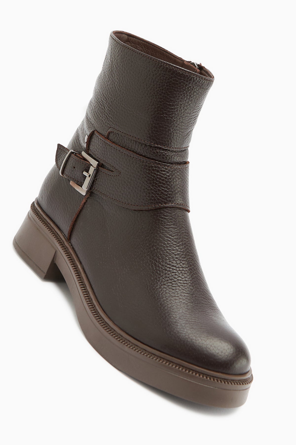 Clary Genuine Leather – Brown Belted Boot (Women)