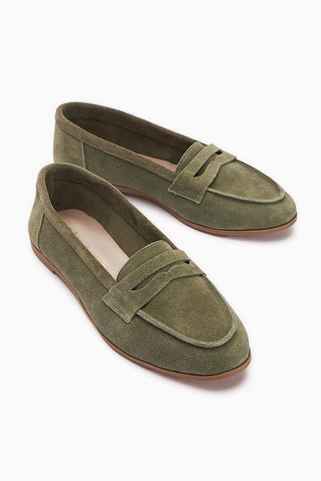 Solina – Genuine Leather Olive Suede Casual Loafer