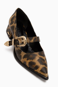 Jacklin Leopard Strap Short Heeled Women’s Shoes