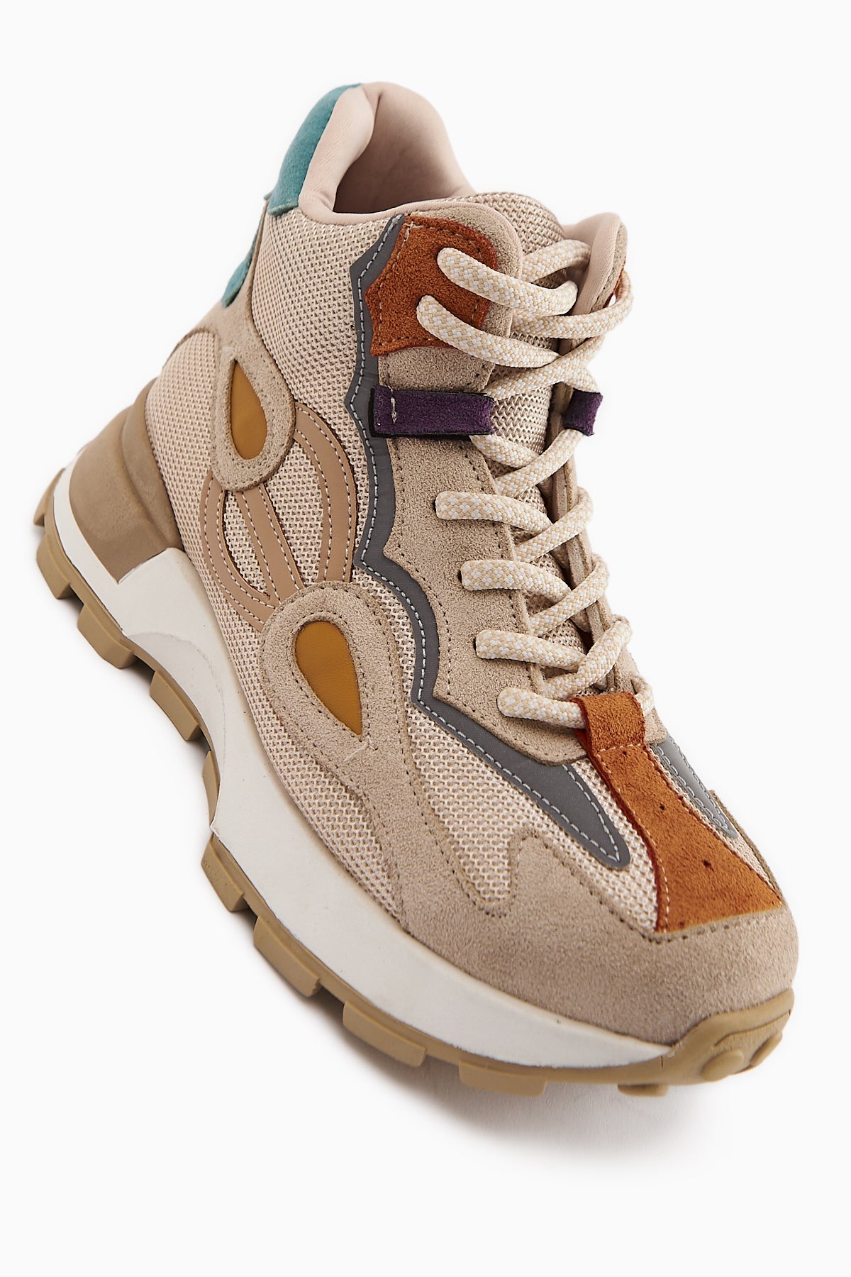 Emma – Nude Suede-Detail Lace-Up Sneaker (Women)