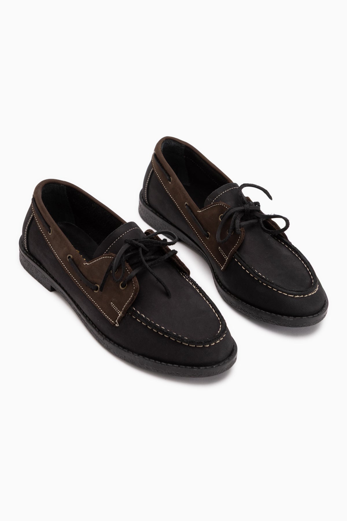 Janica Genuine Leather Black Lace-Up Women’s Moccasin Shoes