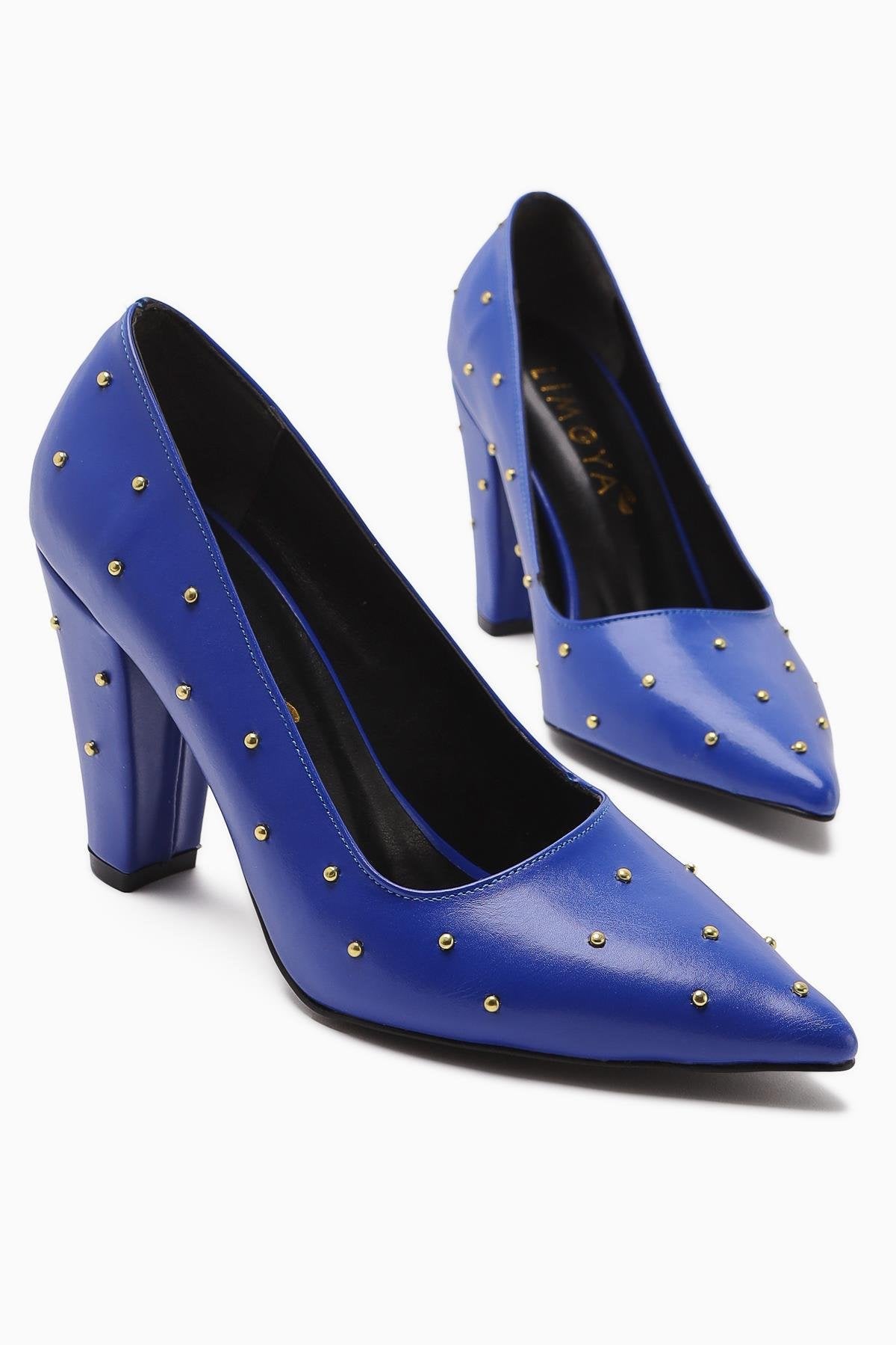 Audrey Navy Pointed-Toe Studded Detail Heels
