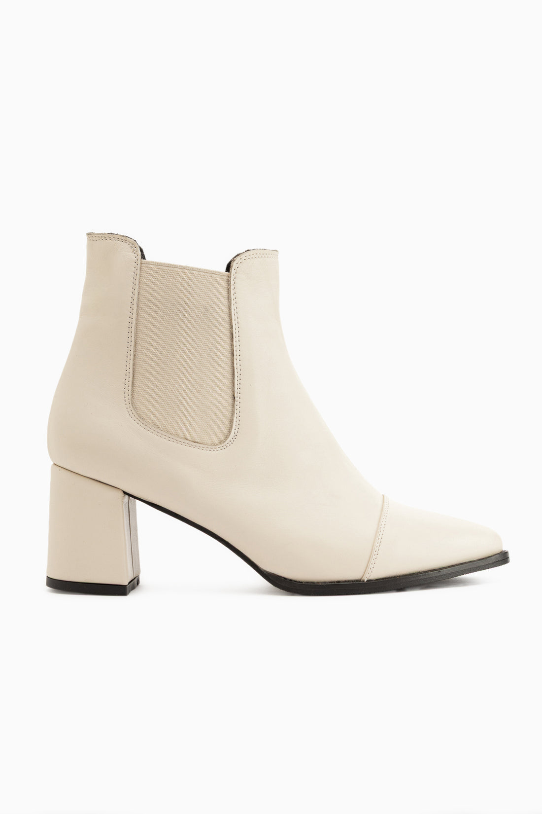 Genuine Leather Beige Heeled Women’s Boots