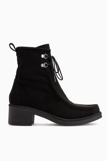 Joey Black Suede Lace-Up Thick Heeled Women’s Boots
