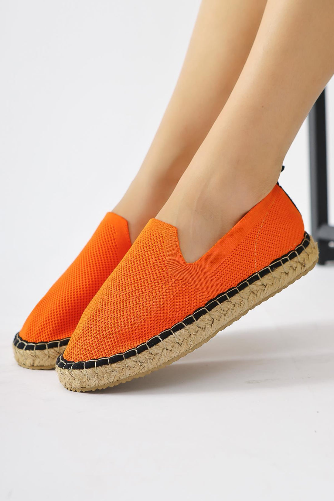 Bisse Orange Woven Shoes with Straw Sole for Everyday Wear
