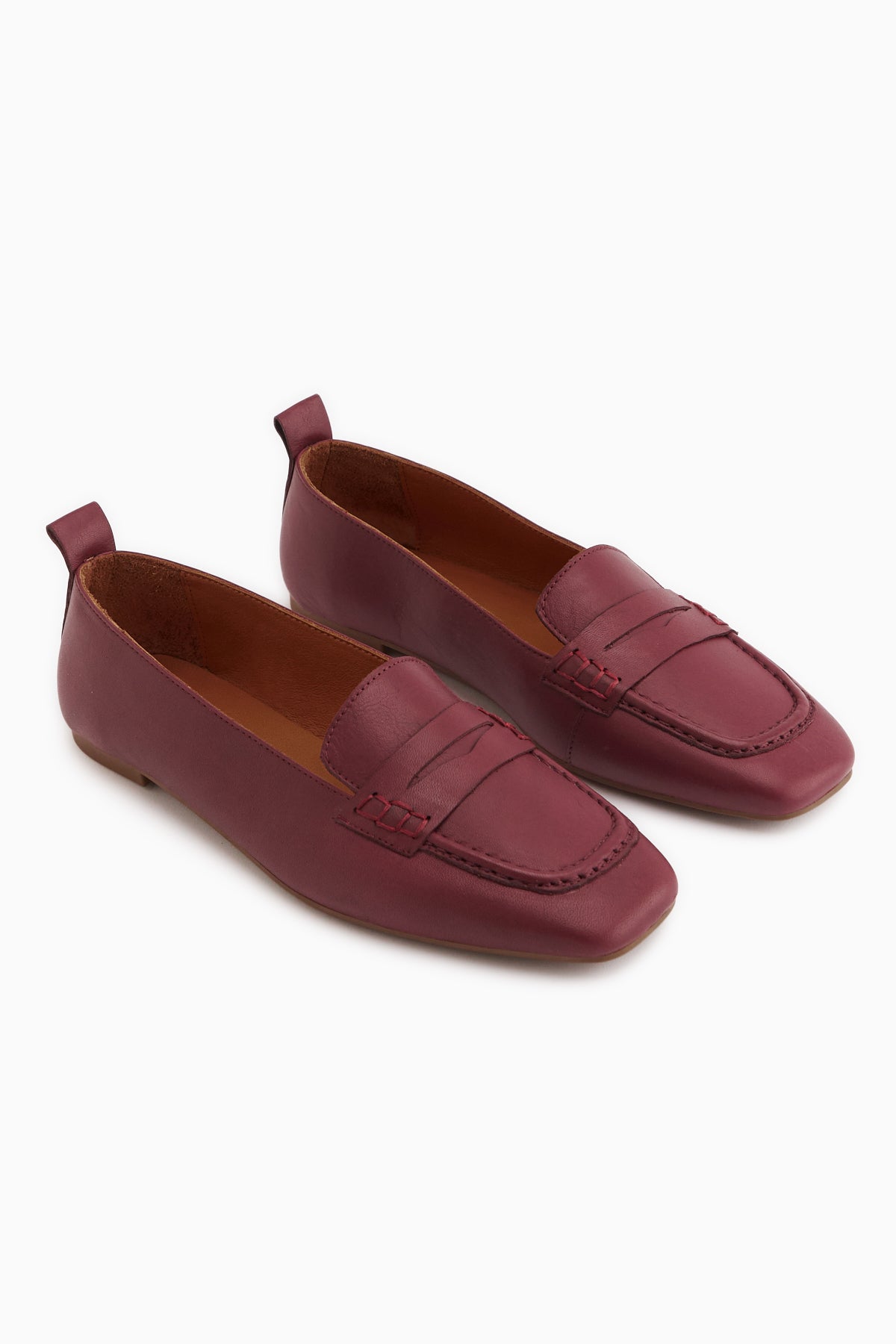 Novin Genuine Leather Burgundy Square Toe Women’s Ballet Flats