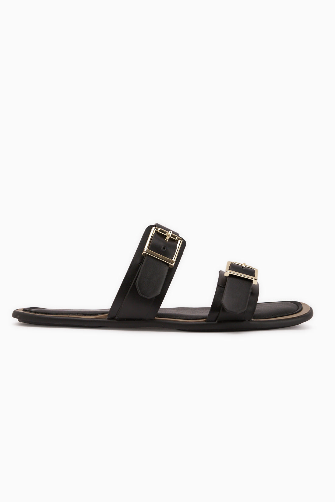 Linah Black Double Strap Women’s Slippers