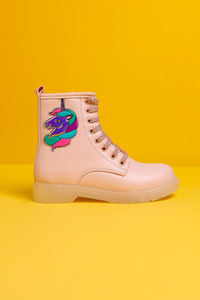 Darine Powder Unicorn Patch Lace-Up Kids' Boots