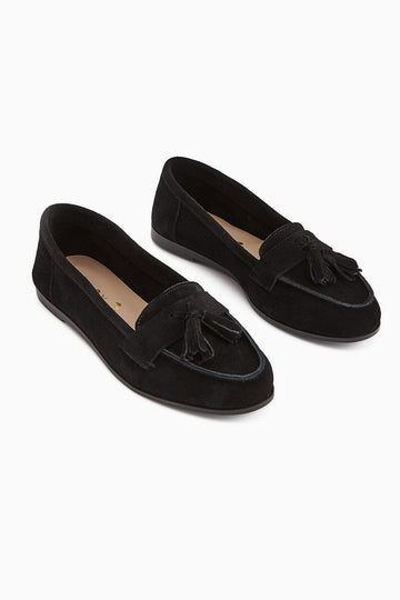 Doris Genuine Leather – Black Suede Tassel Loafer (Women)
