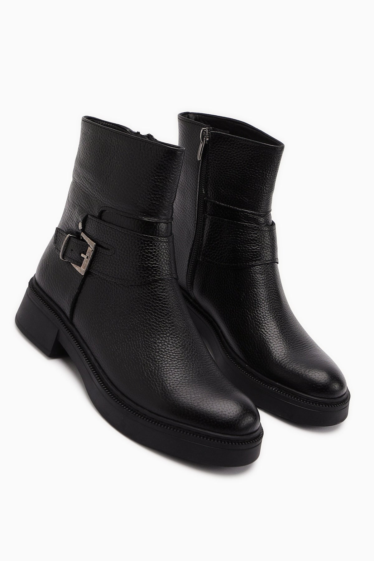 Clary Genuine Leather – Black Buckle Boot (Women)