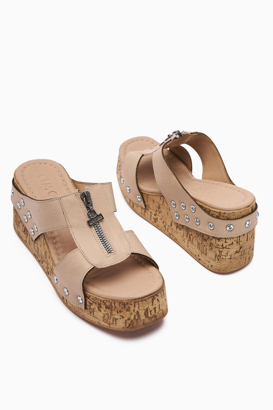 Goldis Women's Beige Slippers with Screw Detail