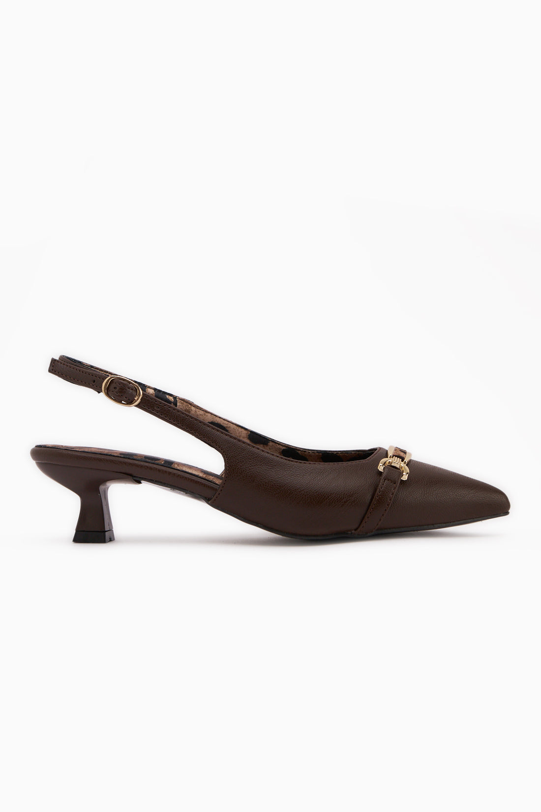 Dima Brown Leopard Print Short Heeled Women’s Shoes
