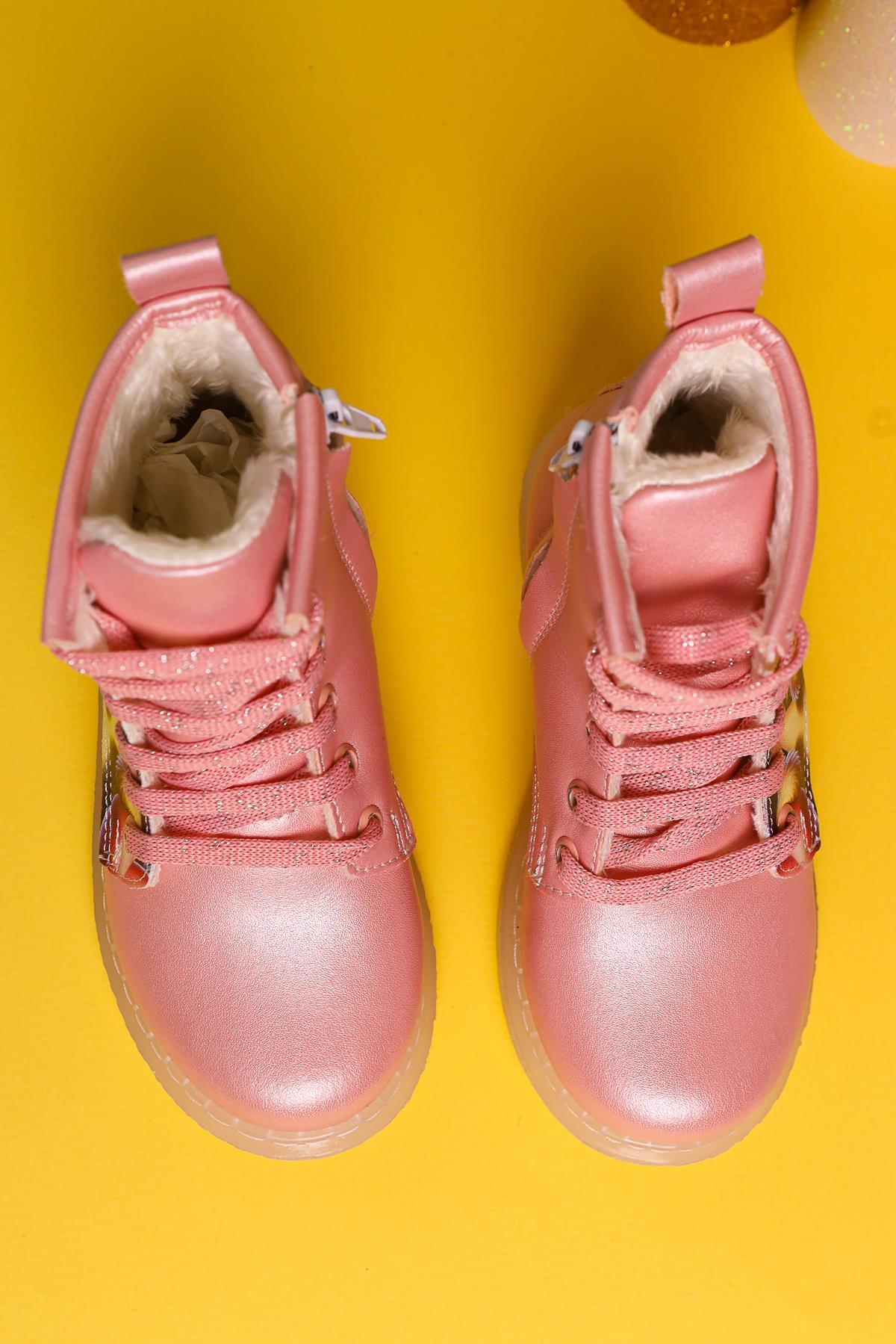 Liselle Pink Cartoon Character Print Lace-Up Kids' Boots