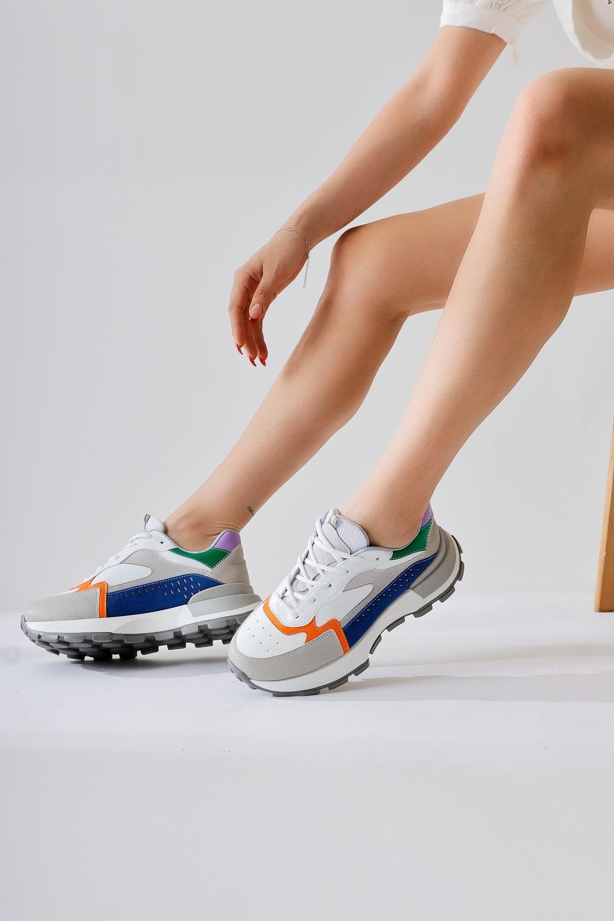 Sin Grey-Navy Suede Lace-Up High-Platform Sneakers