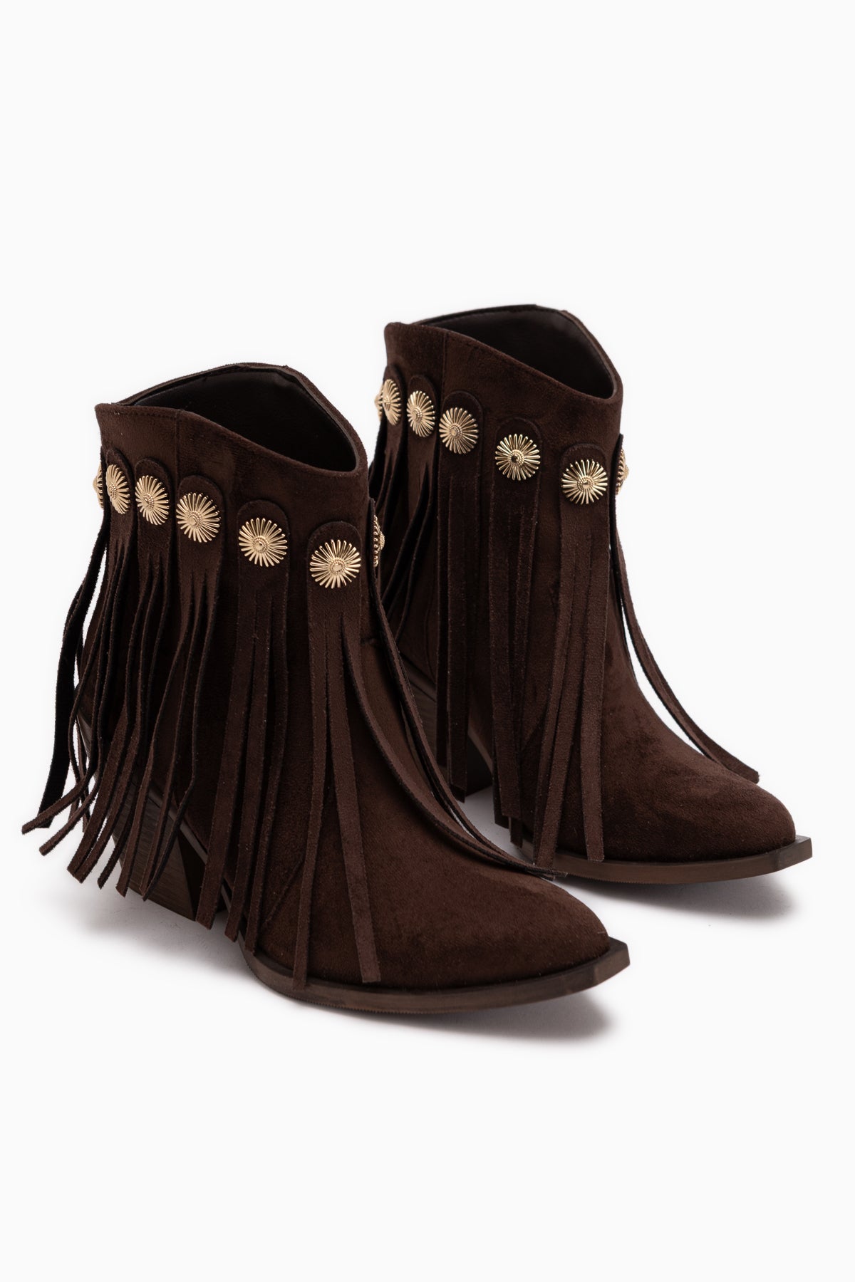 Rodeo Brown Suede Fringed Chunky Heeled Women’s Western Boots