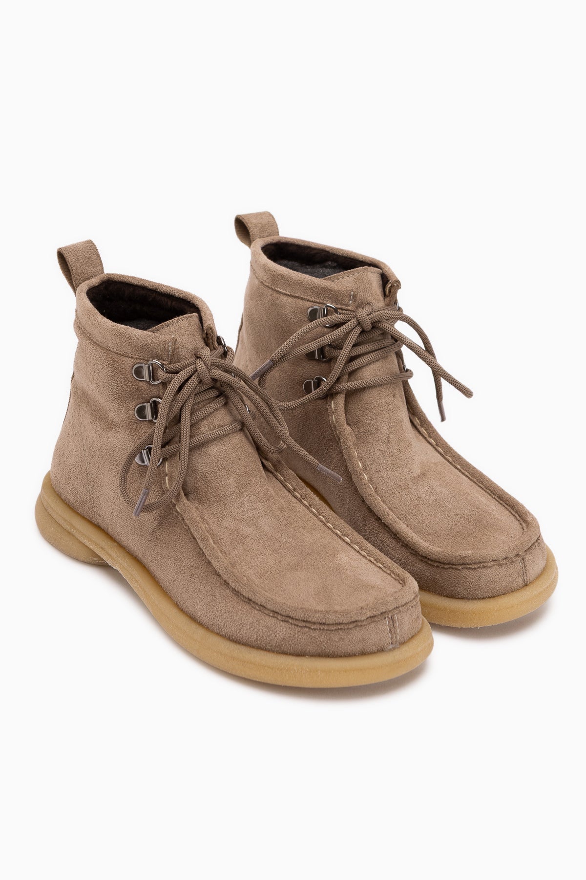 Edie Beige Suede Lace-Up Women’s Boots