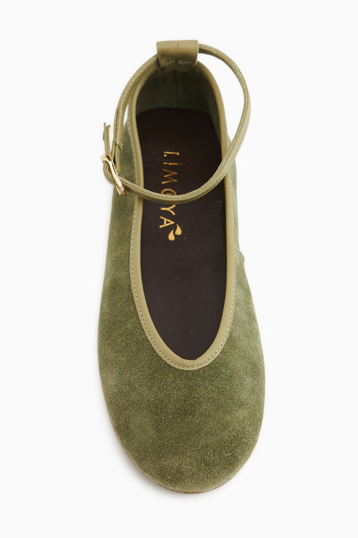 Genuine Leather Haki Suede Belted Women’s Ballet Flats