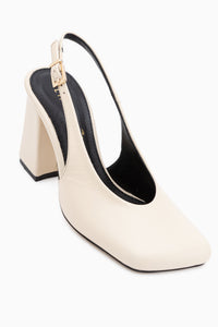 Lianna Genuine Leather Beige Square Toe Women’s Heeled Shoes