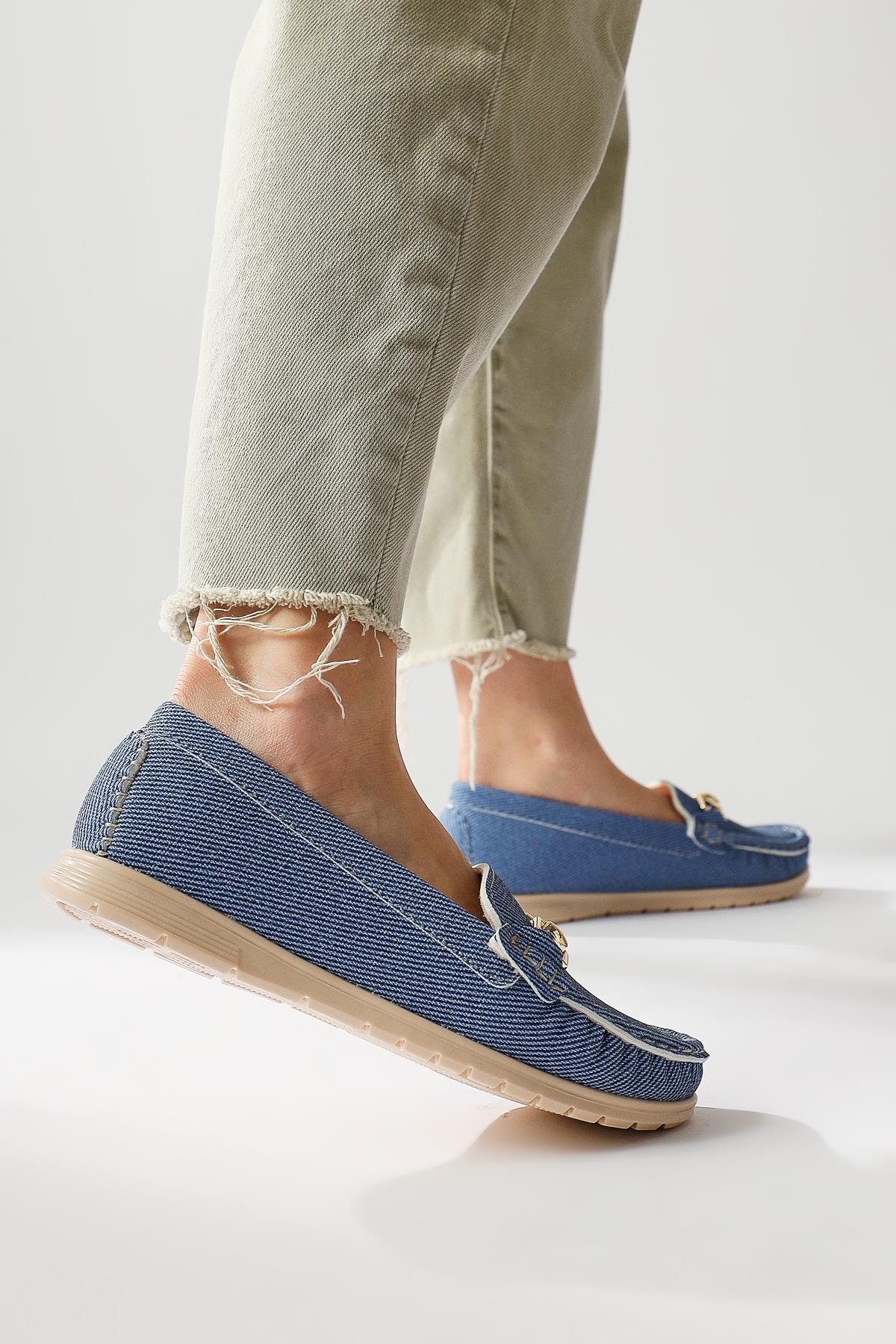 Tola – Denim Blue Buckle-Detail Casual Shoe (Women)