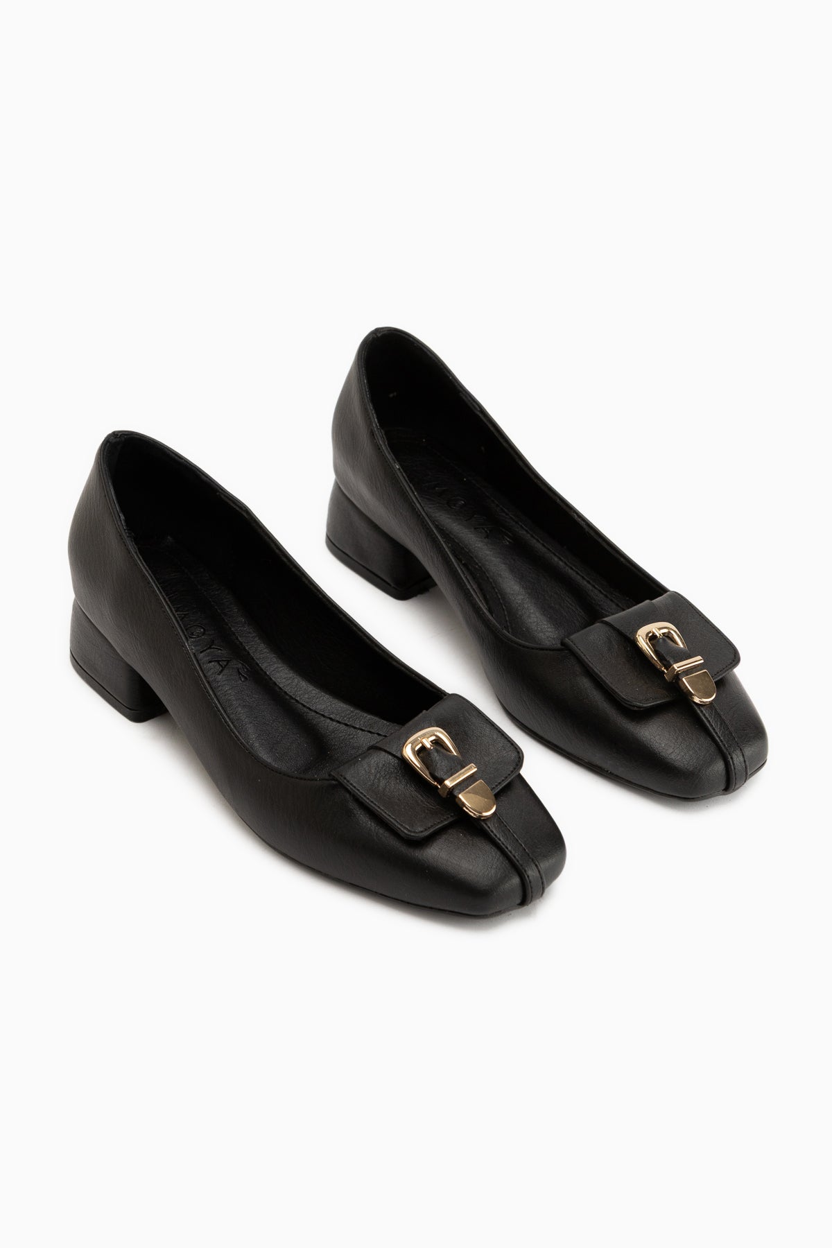Jerry Genuine Leather Black Short Heeled Women’s Shoes