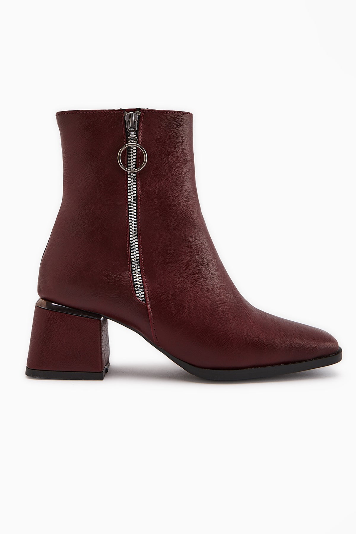 Deyana Maroon Zipper Accessorized Boot