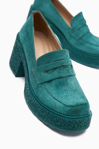 Boi Green Suede Platform Everyday Women's Shoes