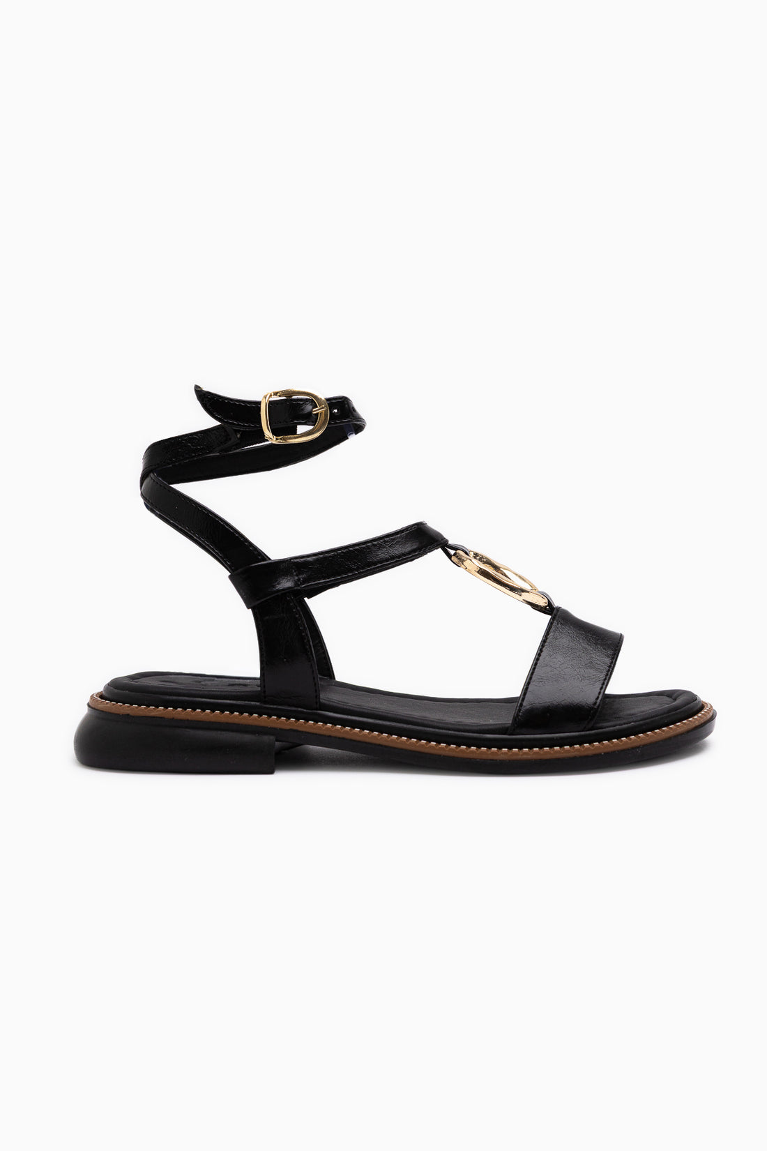 Theres Black Buckle Detailed Ankle Strap Women’s Sandal