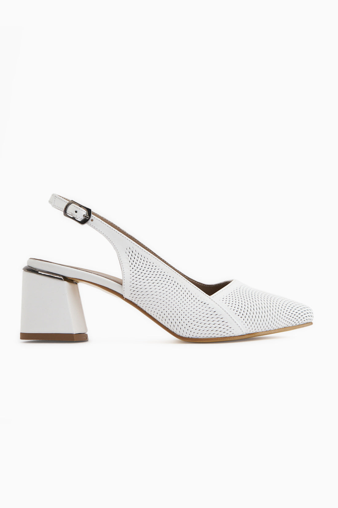 Donia Genuine Leather White Heeled Women’s Sandal