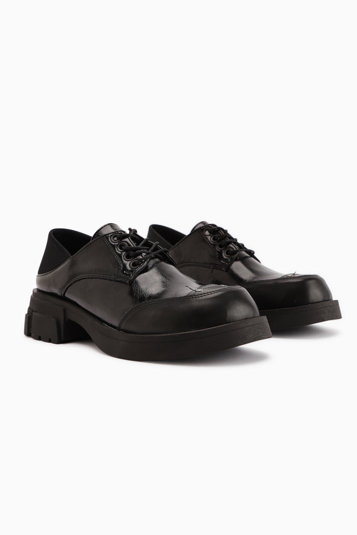 Lilas Black Lace-up Loafer Women's Shoes