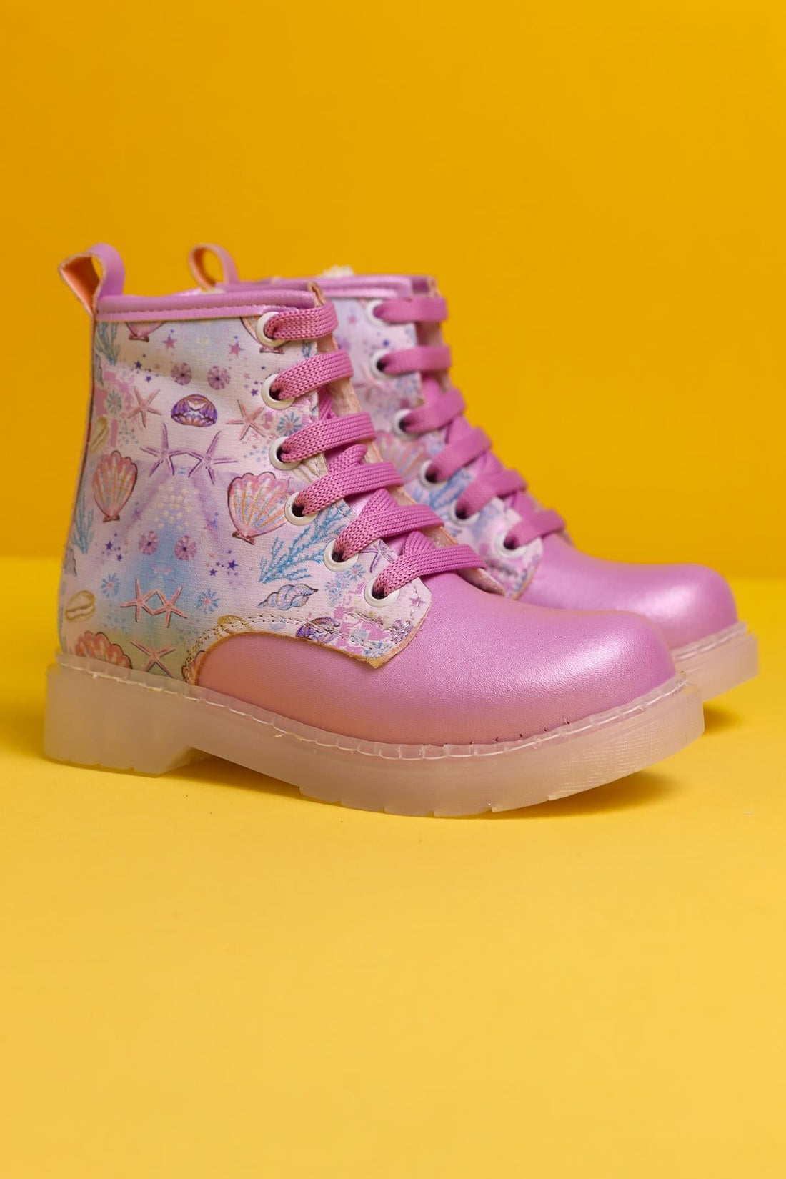 Johannah Purple Sea Life Print Light-Up Lace-Up Kids' Boots