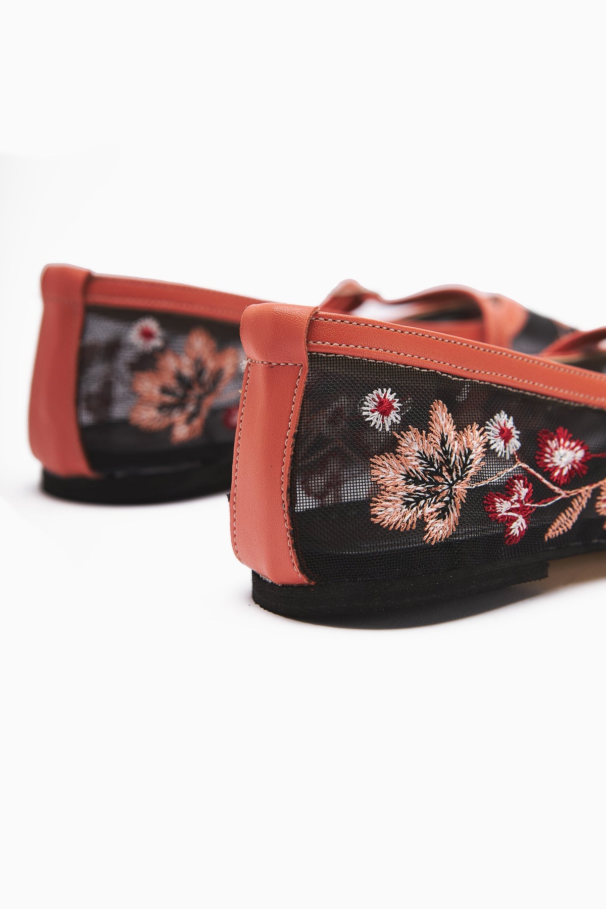 Jolin Orange Embroidered Buckle Women's Ballet Flat