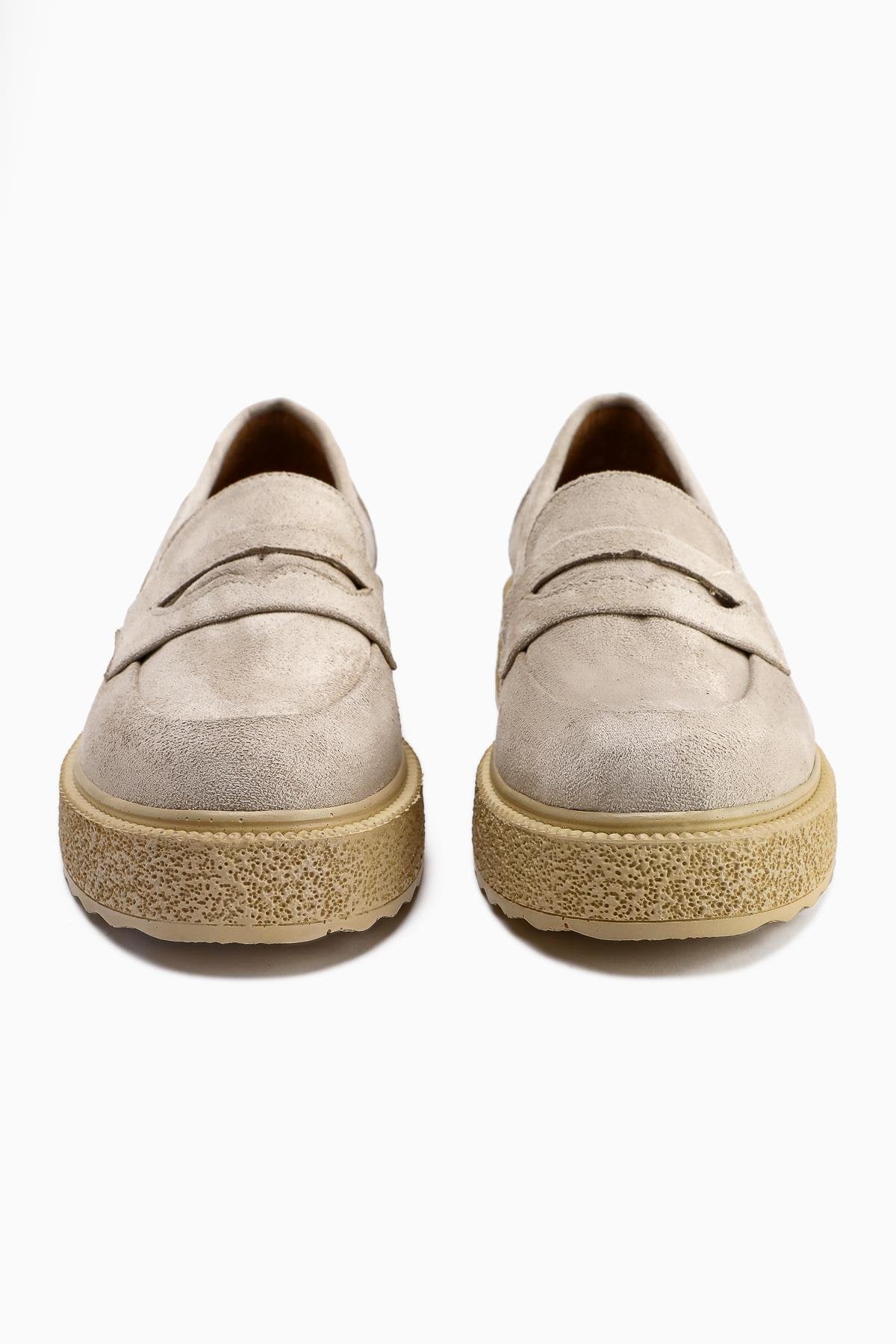 Bojan Nude Suede Casual Shoes with Thick Sole