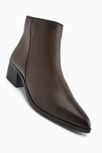 Mita Genuine Leather Coffee Heeled Women's Boot