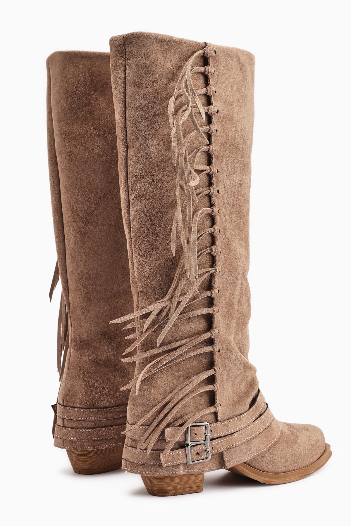 Rozin – Taupe Suede Bohemian Knee-High Boot (Women)