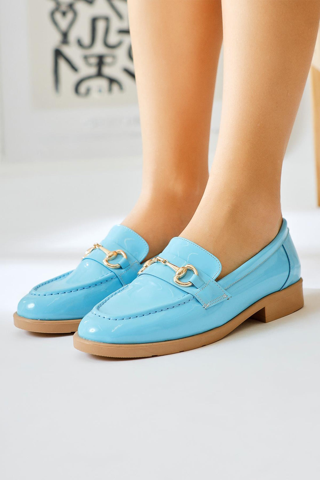 Lise – Blue Patent Buckle-Detail Casual Shoe (Women)