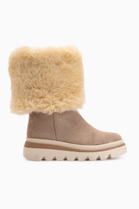 Edna Beige Suede Fur Detailed Women’s Boots