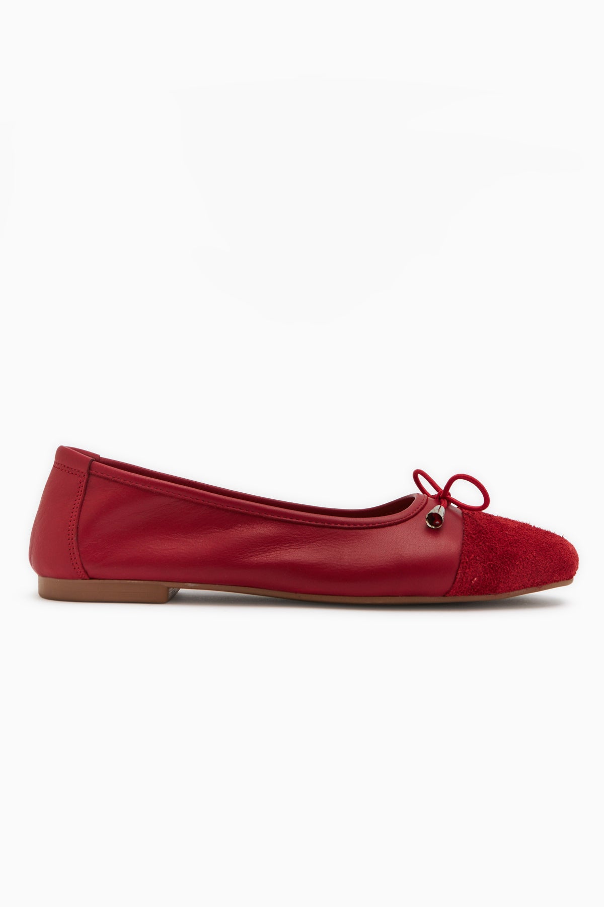 Anjela Genuine Leather Red Bow Detailed Women’s Ballet Flats