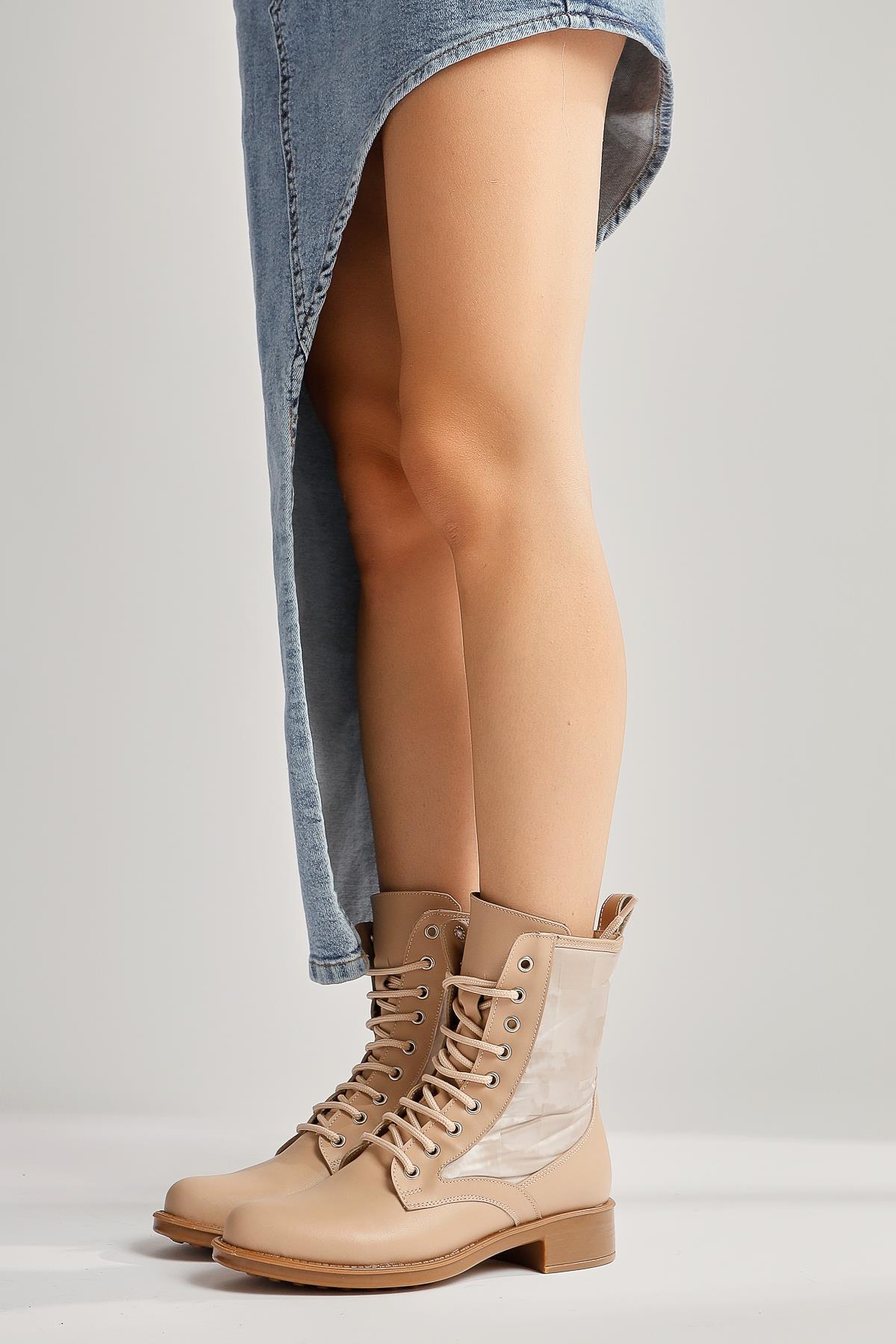 Chrissi – Nude Hologram-Detail Lace-Up Boot (Women)