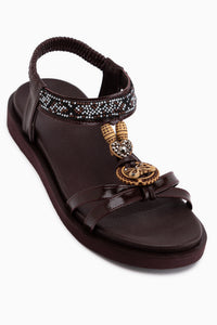 Louis Burgundy Buckle Detailed Women’s Sandal